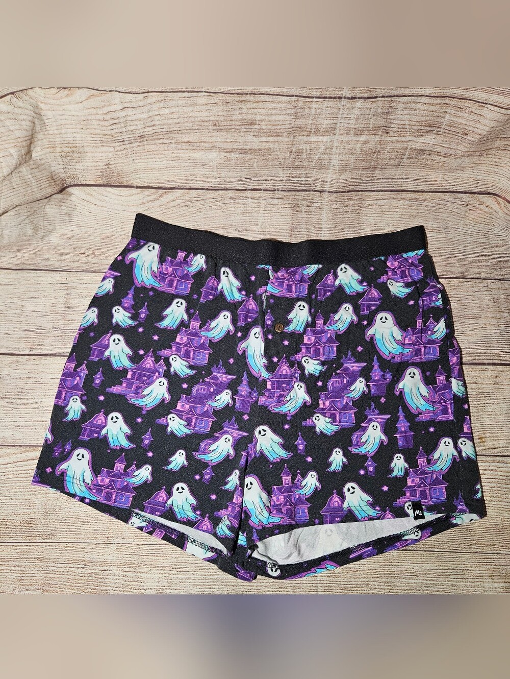 MeUndies purple black haunted house ghosts boxer shorts